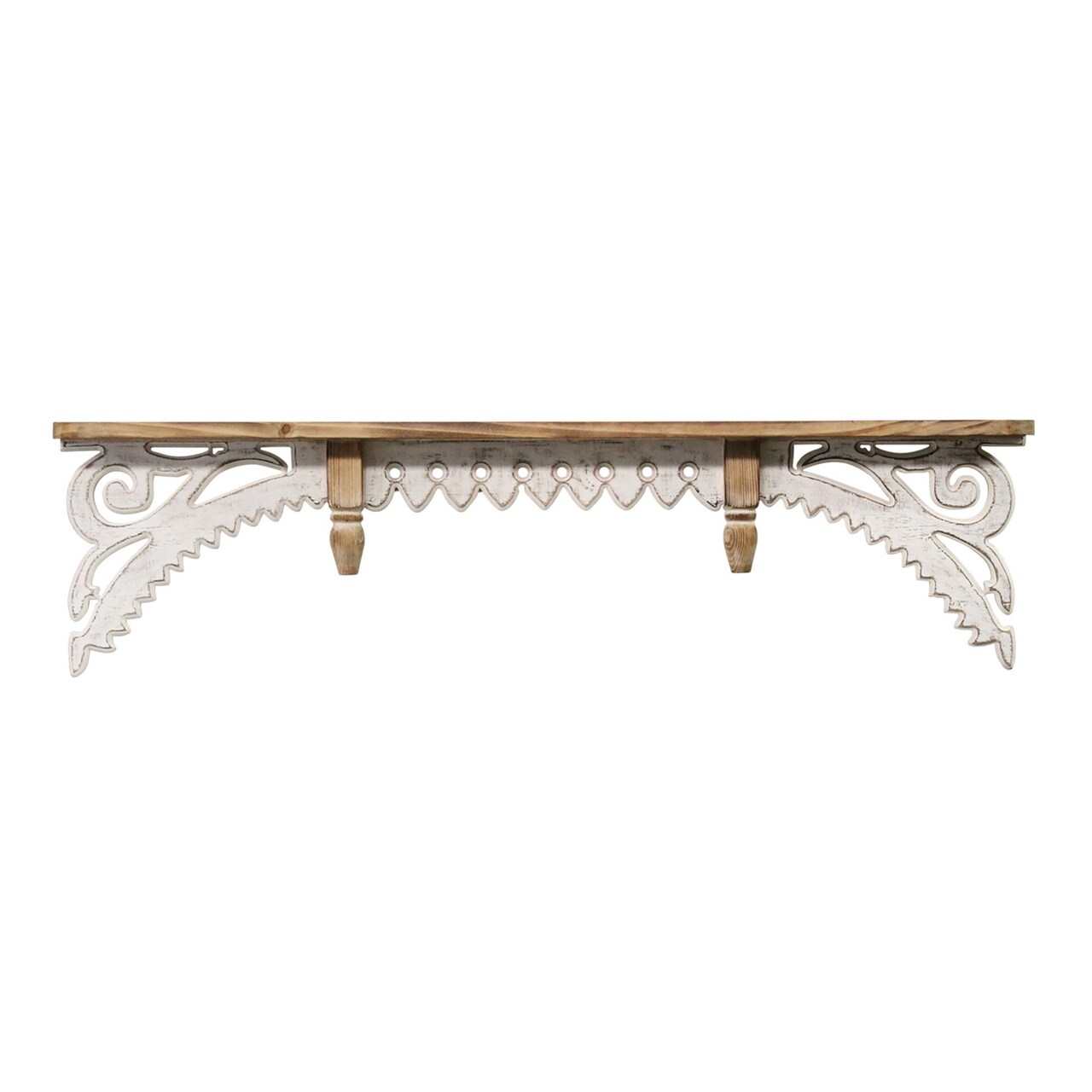 Contemporary Home Living 44.50" White Vintage Wood Wall Shelf